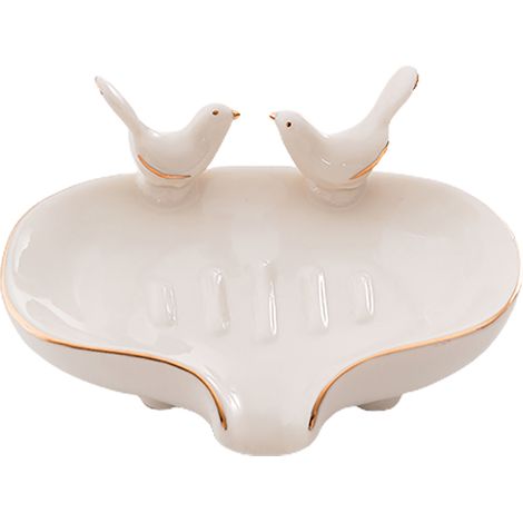 Portasapone a forma di uccello, portasapone in ceramica per il bagno, vassoio portasapone autodrenante per bagno, cucina, doccia, casa
