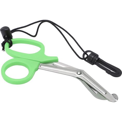 Sicherheitstauchschere aus Edelstahl mit Handschlaufe und Schnalle, grün (1/5)