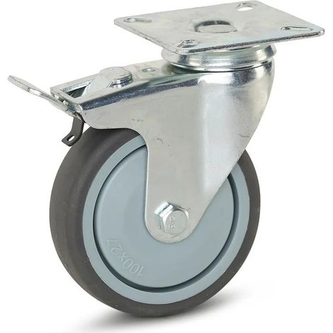 Roue pivotante pour chariot freinée - MESO - Platine - 100 mm - 100 kg