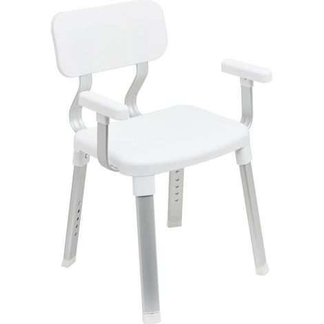 Siège de douche réglable, élégance et sécurité au quotidien, 71.1x50.5x48.7 cm, Blanc Mat (SATDSEDNASTMOB) (1/5)