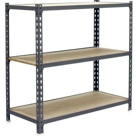 Estantería metálica sin tornillos SIMONCLICK de 3 estantes (100x100x40cm) GRIS Y MADERA (1/5)