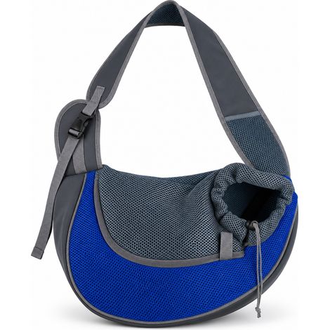 Sac de promenade pour chien et chat 395 bandoulière bleu foncé L (1/5)