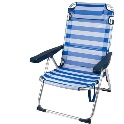 Aktive 2 In 1 Sedia da Spiaggia e da Giardino righe blu e bianche