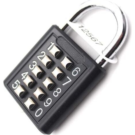 10-Digit Combination Padlock, Waterproof Metal and Plated Steel Combination Clasp - Black Anti-Theft Button Padlock (1/5)