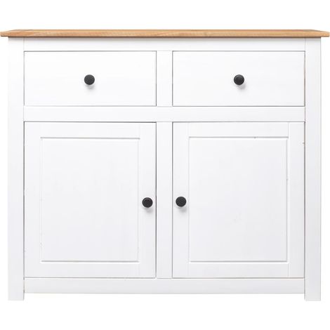 Maison La Vie - Buffet Salon Moderne - Meuble de rangement - Blanc 93x40x80 cm Pin Gamme Panama bu2769