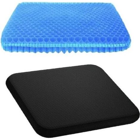 Coussin de siège en gel, coussin de siège de chaise de bureau avec housse antidérapante, respirant, soulagement de la douleur en nid d'abeille, coussin de caisse à œufs pour chaise de bureau, voiture, (1/5)