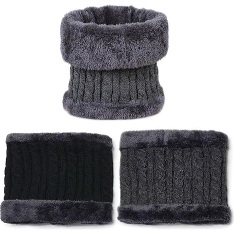 Lot De 2 echarpe Homme Cache Cou Hiver, Tricoté Doublé Polaire Tour De Cou, Tricoté à Mailles TorsadéEs Souples Et Tendance Neck Warmer, Snood Homme Pour Quotidien Sport Moto VéLo Ski (1/5)