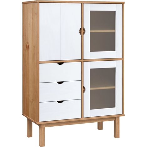 Aparador Cómoda Cómoda Mueble Almacenamiento Organizador Cocina Salón Salón Alto y 85 x 43 x 125 cm Madera Maciza Pino Blanco 020035151 (1/5)