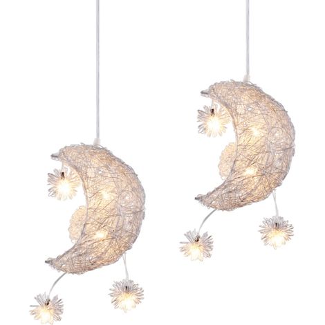 2-pack Modern Ceiling Pendant Lighting Adjustable Height Hanging Light Moon Lampshade Warm Light Ø17cm