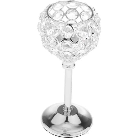 Bougeoir en cristal pour bougie chauffe-plat, centre de table pour banquet-Silver 16.5cm