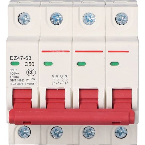 4-poliger Mini-Leistungsschalter (MCB) mit Überlast- und Kurzschlussschutz, 400 V, für Haushalte, 50 A (1/5)