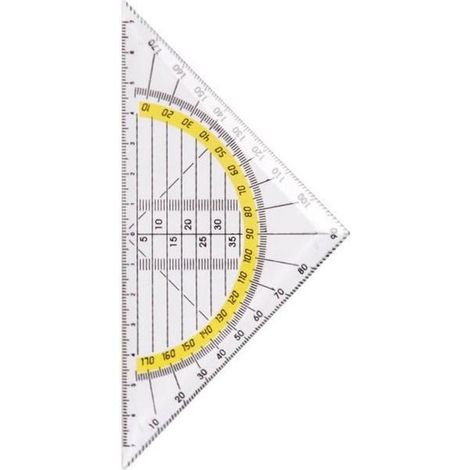Règle triangulaire multifonctionnelle en plastique transparent de petite taille (15,7 cm), avec poignée, idéale pour les élèves du primaire. (1/2)