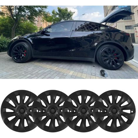 (T04) (Video verfügbar) 4 mattschwarze Radkappen im Cyclone-Stil für Tesla Model Y 20 Zoll (2020-2023) (MY20 Zoll) (Übergröße) (Übergewicht) (1/5)