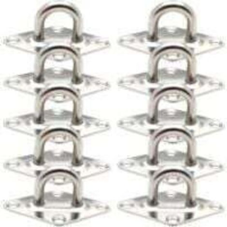 10 Pièces Fixation Anneau d'arrimage, Pontet INOX Oeil Plaques, Crochet d'arrimage Remorque Plaque Oeillet Acier Inoxydable 304 pour Fixer des Remorques Camions Bateaux Kayaks (60 x 36 mm,M5) (1/4)