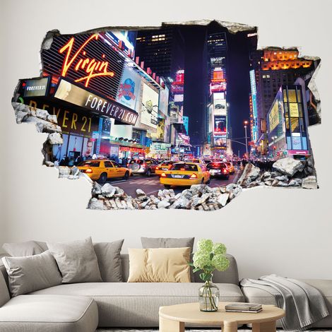 Stickers Trompe l'oeil trou dans le mur - New York - 30 x 48 cm (1/3)