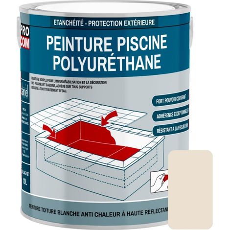 Peinture piscine béton, peinture polyuréthane pour piscine et bassin, étanche et souple, béton, enduit, ciment PROCOM E9E0D2 2.5 litres