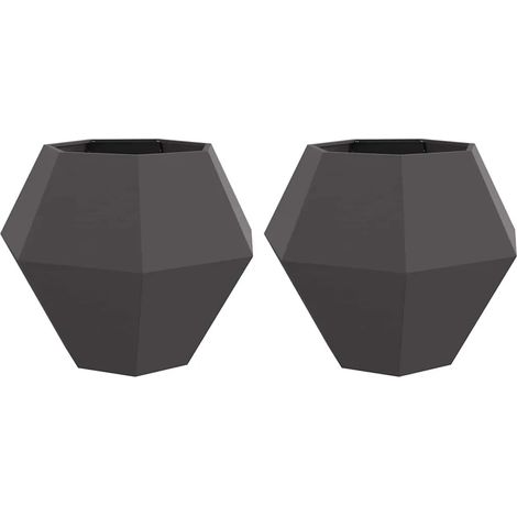 Lot de 2 jardinières rectangulaires design chic jardin extérieur 100 x 100 x 80 cm en acier noir (1/5)