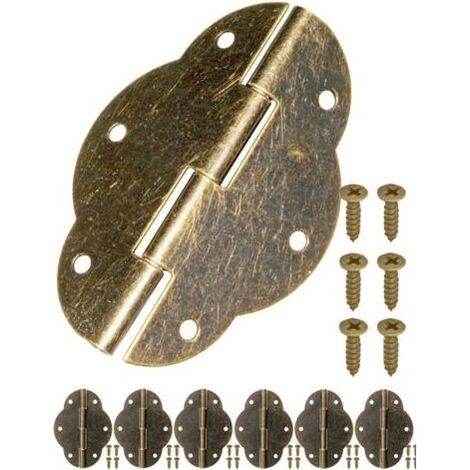 6er-Set Scharniere – Oberfläche in Antikbronze – Für Schrank- und Kommodentüren, Truhen und Kisten – Retro-Stil – 56 x 42 mm (1/5)