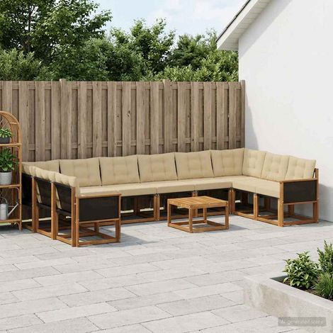 vidaXL Outdoor-Sofagarnitur mit Kissen 11 pcs Natur und Beige (1/5)