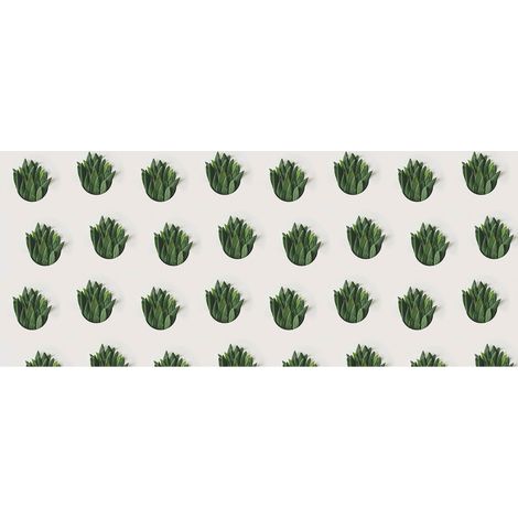 Papier peint panoramique nature blanc | Tapisserie panoramique pour salle de bain | Papiers peints panoramiques plantes vertes - 250 x 600 cm (6 pièces) (1/2)