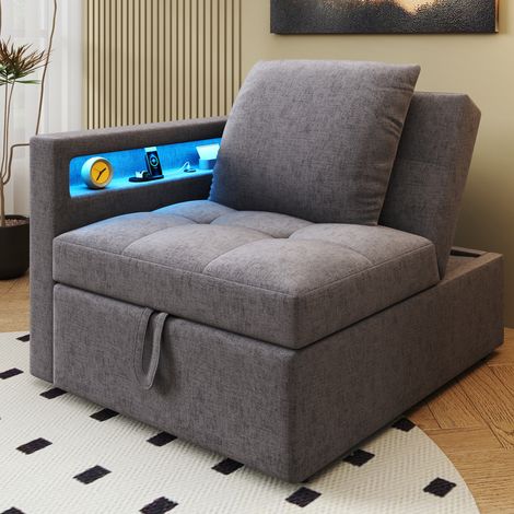 canapé fauteuil convertible 3 en 1 compact gris foncé OKMYHOME (1/5)