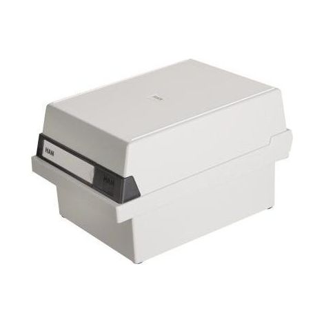 Karteikasten 17,7 x 14 x 25 cm (B x H x T) DIN A6 quer 800 Karten Polystyrol lichtgrau 1 Stützplatte (1/4)