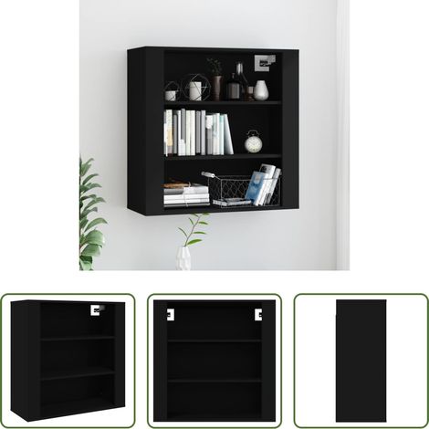 Rangement mural -  Armoire murale Noir 80x33x80 cm Bois d'ingénierie (1/5)
