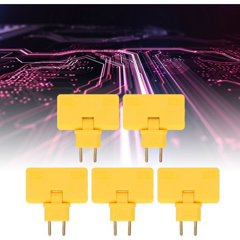 Adaptateur EU 1 vers 3 Prises, 5 Pièces Multiprise 180° sans Fil, 110‑250V Jaune (1/5)
