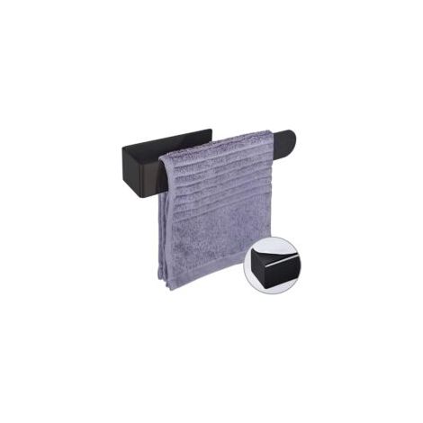 Portasciugamani nero da parete, 23 cm, non necessita di foratura, anello adesivo, ideale per bagno, cucina e toilette - Crezuo (1/4)