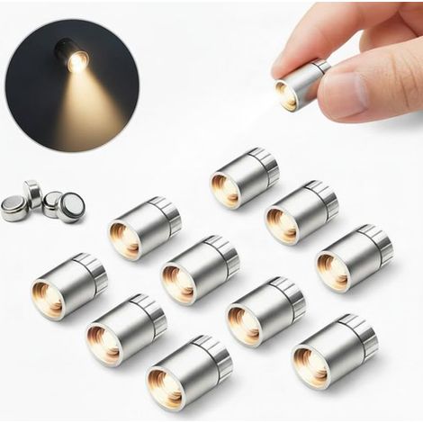 10 Mini LED Leuchten batteriebetriebene LED Leuchten Lampen LED Leuchten Mini LED Leuchten warmweißes Licht Kunststoff Silber (1/5)