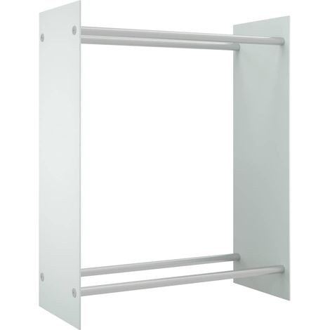 Maison Exclusive - Stojan na palivové dříví bílý 80 x 35 x 100 cm tvrzené sklo (1/5)