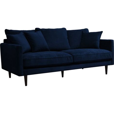 Sofá Candice - 3 plazas - terciopelo - azul oscuro - Atmosphera créateur d'intérieur