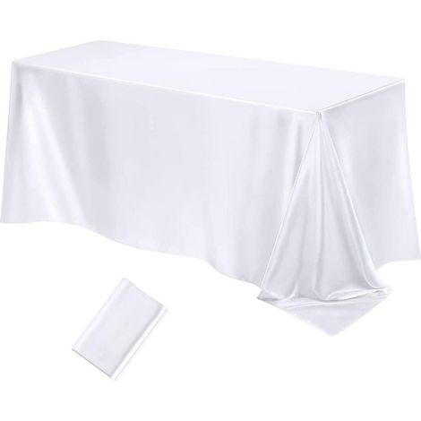 Rechteckige Satintischdecke für Hochzeiten/Geburtstagsfeiern/Veranstaltungsdekorationen 145260CM (Weiß)