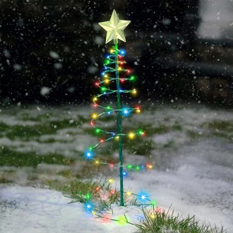 Solar Artificial Christmas Tree, Outdoor Solar Christmas Tree Decoration, Outdoor Solar Garden Light, Outdoor Solar Christmas Light String, LED Lighted Christmas Tree Decoration (Color) (1/5)