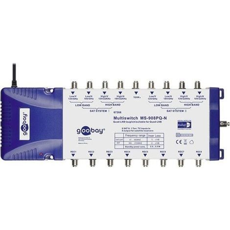 Multiswitch SAT - GOOBAY - MS-908PQ - 8x SAT - 1x Terr - 30 dB Gain