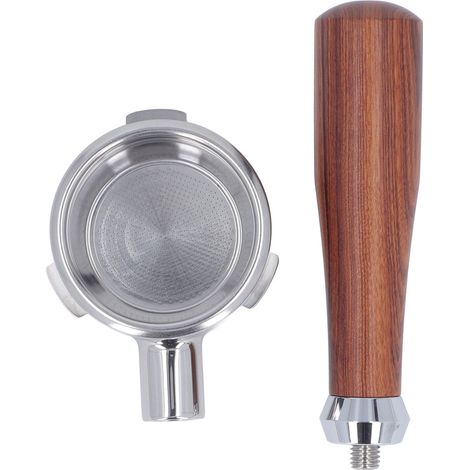Portafiltro Nude de 58 mm con cesta desmontable, mango de madera y tres asas para la extracción del café. (1/5)