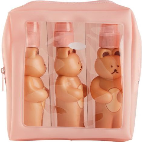 Kit de bouteilles de voyage - Flacon pulvérisateur vide à pression facile - Look ours mignon - Délicat - Avec sac de rangement étanche - Pour les voyages d'affaires - 2 1 - Taille unique (1/5)