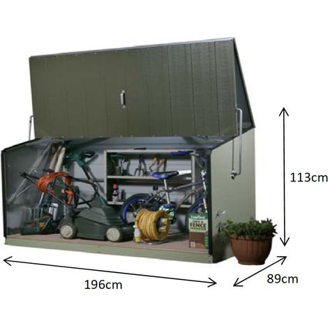 Trimetals Metall Gerätebox, Fahrradbox "Stowaway", Aufbewahrungsbox inkl. Boden, anthrazit, 196 x 89 x 113 cm (L x B x H) (1/9)