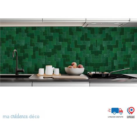 Crédence : Zellige - Couleur Vert émeraude - Alu composite - 60 - 180 (1/3)