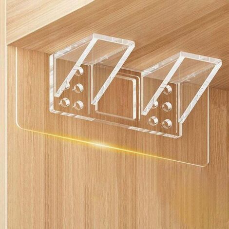 6 Supports d'étagères Autocollants,15x7cm double Chevilles de Support d'Étagère,Transparent D'étagère Supports Adhésifs,Supports Muraux Adhésifs Sans Perforation pour étagères Placard Penderie (1/5)