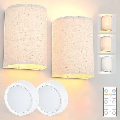 Applique murale lot de 2 applique murale alimente par batterie 3 couleurs applique murale intensit variable (1/4)