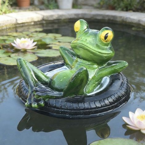 Statue de grenouille flottante pour bassins extérieurs, convient aux aquariums de terrasse, 13 x 15,5 x 8,5 cm (1/5)