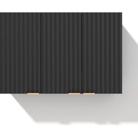 Pensile da cucina a parete a 3 ante in MDF nero 90 x 29 x 60 cm (1/5)