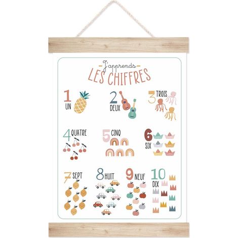Kakemono en bois j'apprends les chiffres (1/2)