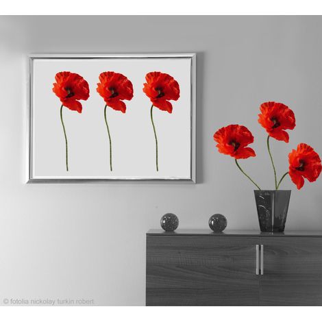 2 Stickers Autocollants Décoratifs Coquelicots Rouges, 30x21cm, x2 - Décoration Intérieure Idéale (1/2)