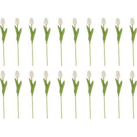 20 piezas de tulipanes artificiales de la serie blanca de 35 cm para decoración de fiestas y bodas. (1/4)