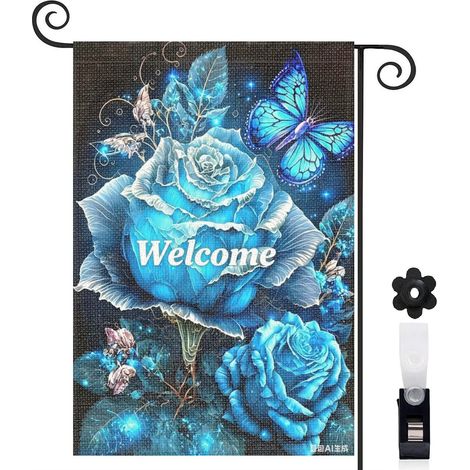 Drapeau de jardin Welcome et motifs mandala 30 x 45 cm décoration extérieure et cour (1/5)