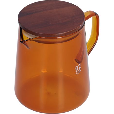 Cafetière de 500 ml résistante à la chaleur avec couvercle en bois, théière pour la maison et le bureau, chocolat. (1/5)