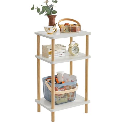Tables D’appoint à 3 Niveaux,Bout de Canapé Bois,Blanc WST003W (1/5)