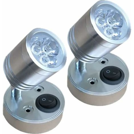 2PCS 12V Cylindrique LED Spot Lampe de Lecture Interrupteur Réglable Lumière Chaude pour Camping Car Van Bateau Led Lumière Odipie (1/4)